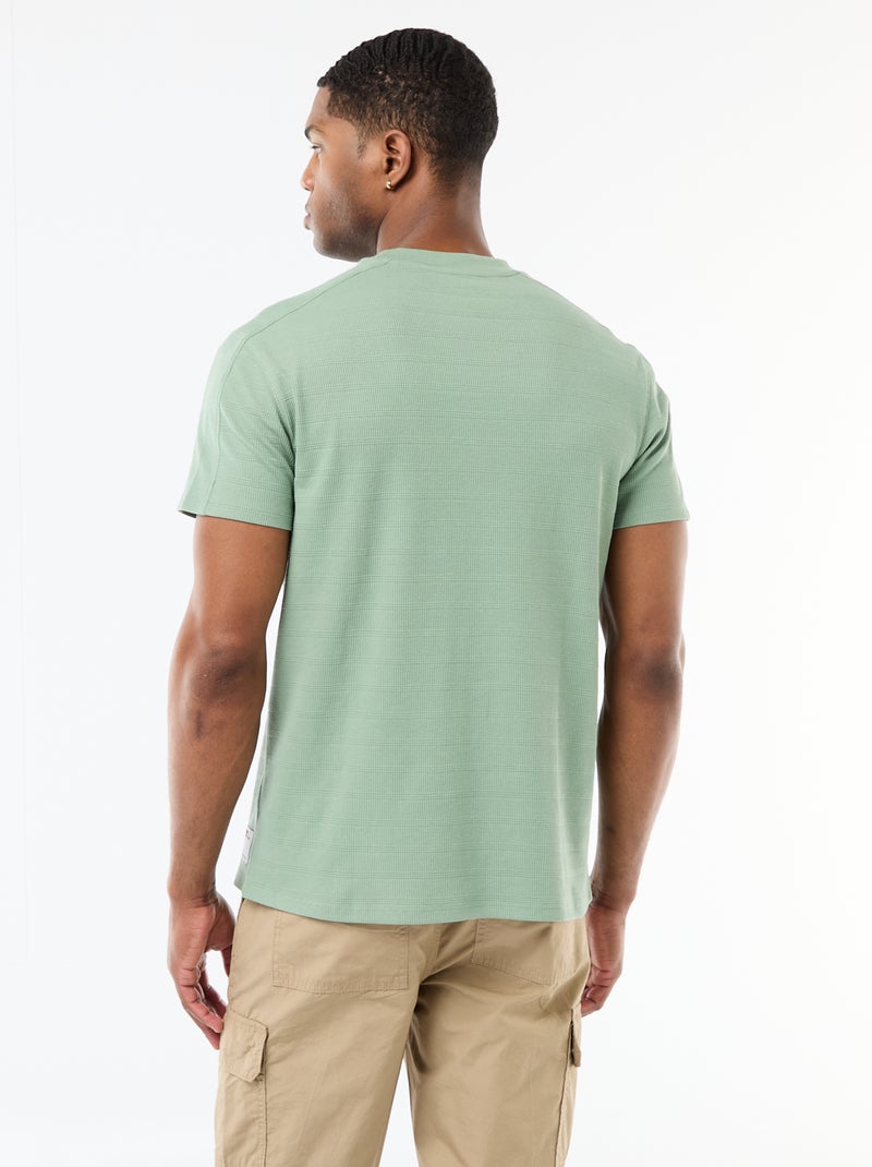 T-shirt de gola redonda e manga curta em favo de mel Verde - Kiabi
