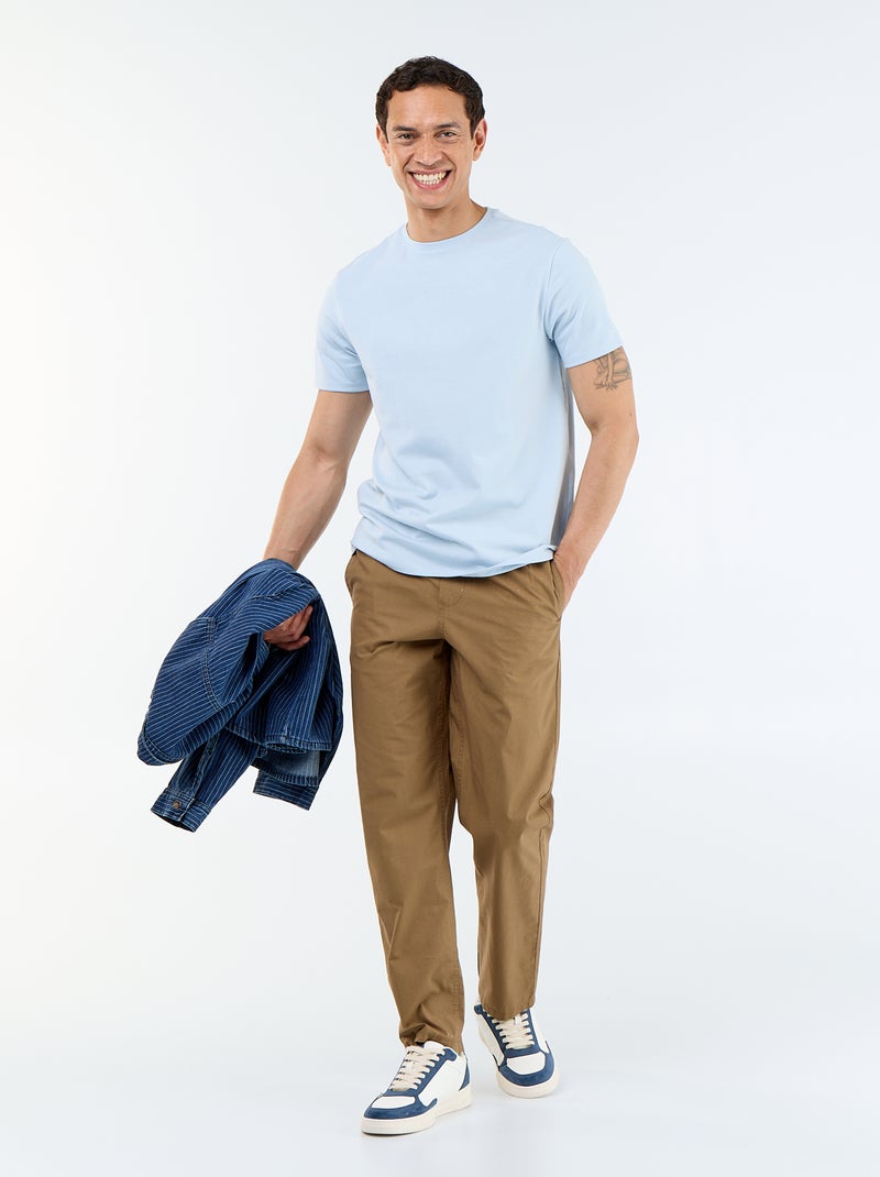 T-shirt de gola redonda em algodão - Tough Cotton™ Azul - Kiabi