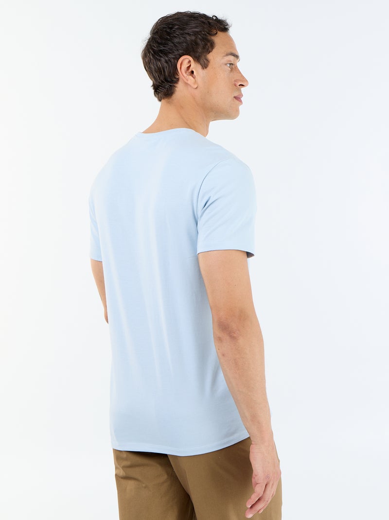T-shirt de gola redonda em algodão - Tough Cotton™ Azul - Kiabi