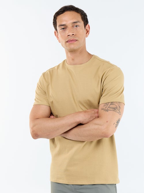 T-shirt de gola redonda em algodão - Tough Cotton™ - Kiabi