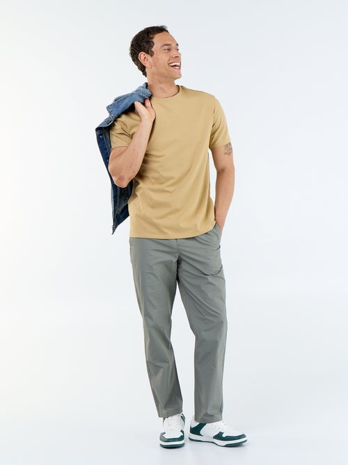 T-shirt de gola redonda em algodão - Tough Cotton™ - Kiabi