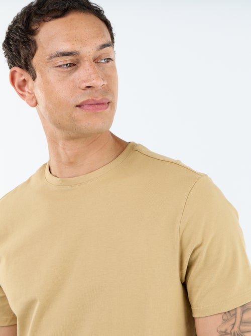 T-shirt de gola redonda em algodão - Tough Cotton™ - Kiabi