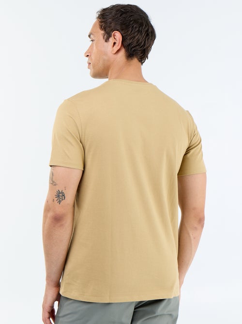 T-shirt de gola redonda em algodão - Tough Cotton™ - Kiabi