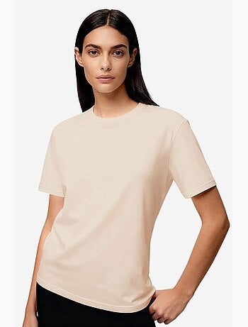 T-shirt de gola redonda em algodão e elastano para mulher tommy