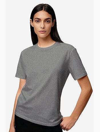 T-shirt de gola redonda em algodão e elastano para mulher tommy