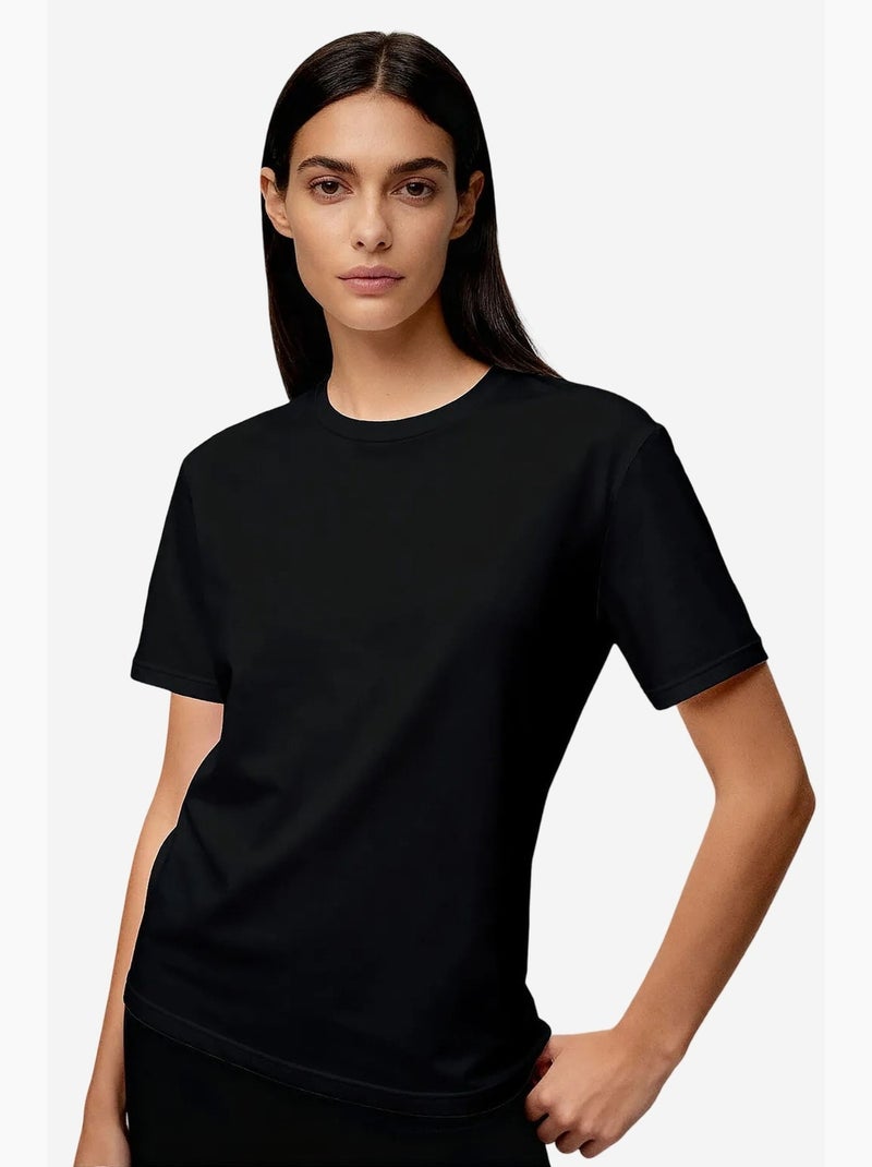 T-shirt de gola redonda em algodão e elastano para mulher tommy Branco - Kiabi