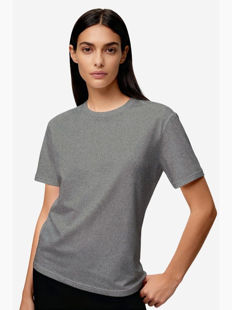 T-shirt de gola redonda em algodão e elastano para mulher tommy Branco - Kiabi
