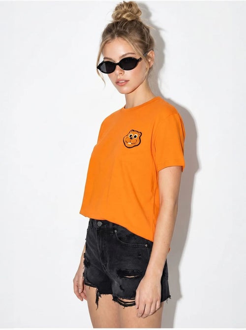 T-shirt de gola redonda em algodão penteado oversized com bordado lucci - Kiabi T-shirt de gola redonda em algodão penteado oversized com bordado lucci - Kiabi