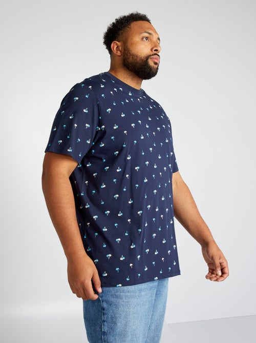 T-shirt de gola redonda em jersey com estampado - Kiabi