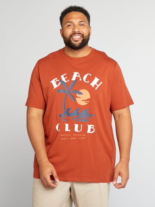 T-shirt de gola redonda em jersey com estampado - Kiabi