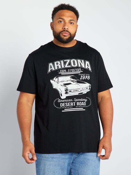 T-shirt de gola redonda em jersey com estampado - Kiabi