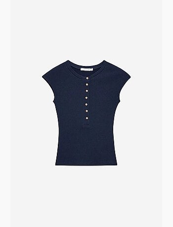 T-shirt de gola redonda em jersey de algodão ajustada dilvin