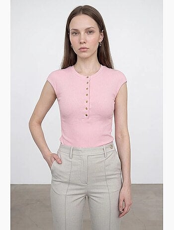 T-shirt de gola redonda em jersey de algodão ajustada dilvin