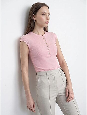 T-shirt de gola redonda em jersey de algodão ajustada dilvin