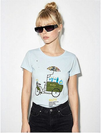 T-shirt de gola redonda estampada com bordado lucci
