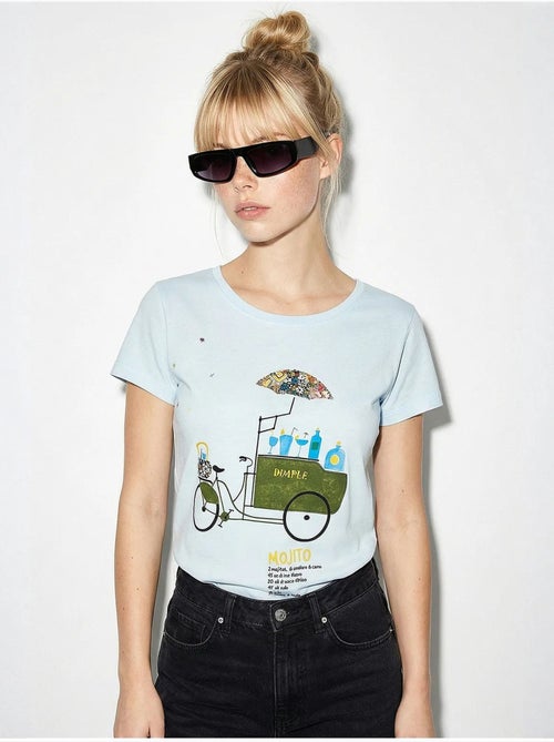 T-shirt de gola redonda estampada com bordado lucci - Kiabi T-shirt de gola redonda estampada com bordado lucci - Kiabi