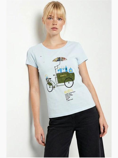 T-shirt de gola redonda estampada com bordado lucci - Kiabi T-shirt de gola redonda estampada com bordado lucci - Kiabi
