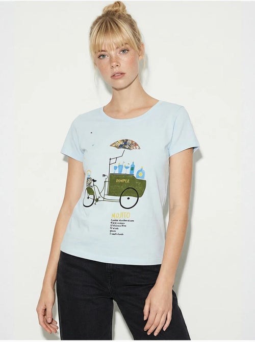 T-shirt de gola redonda estampada com bordado lucci - Kiabi T-shirt de gola redonda estampada com bordado lucci - Kiabi