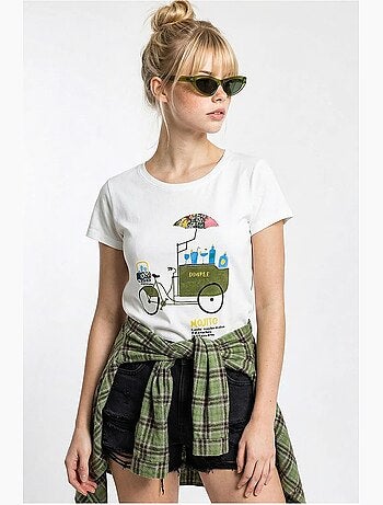 T-shirt de gola redonda estampada com bordado lucci