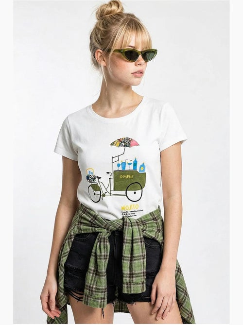 T-shirt de gola redonda estampada com bordado lucci - Kiabi T-shirt de gola redonda estampada com bordado lucci - Kiabi