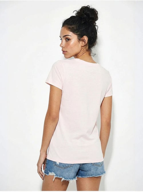 T-shirt de gola redonda estampada com bordado lucci - Kiabi