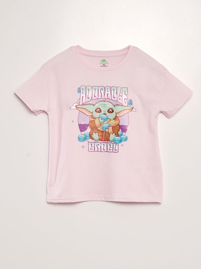 T-shirt de gola redonda 'Grogu' da Disney ROSA - Kiabi