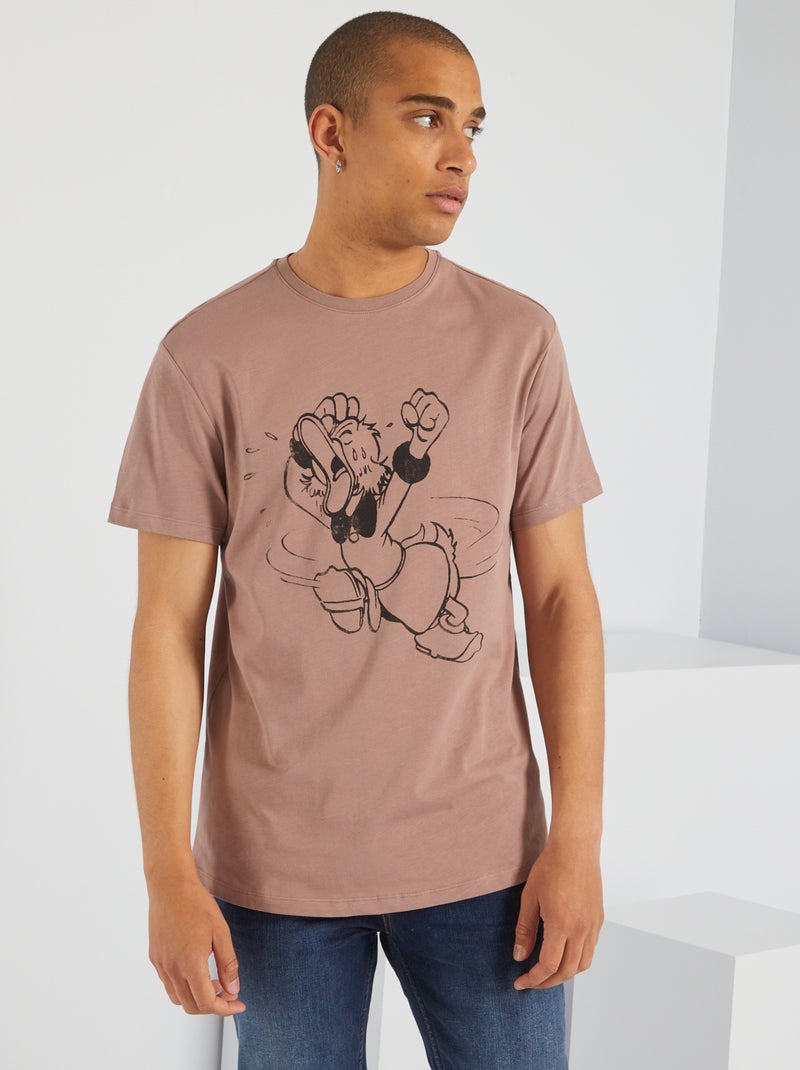 T-shirt de gola redonda 'Mickey' Castanho Claro - Kiabi