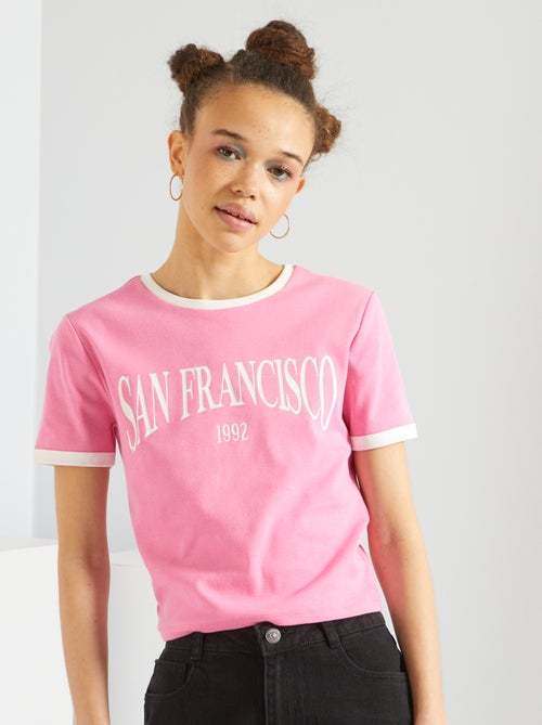T-shirt de gola redonda - Kiabi