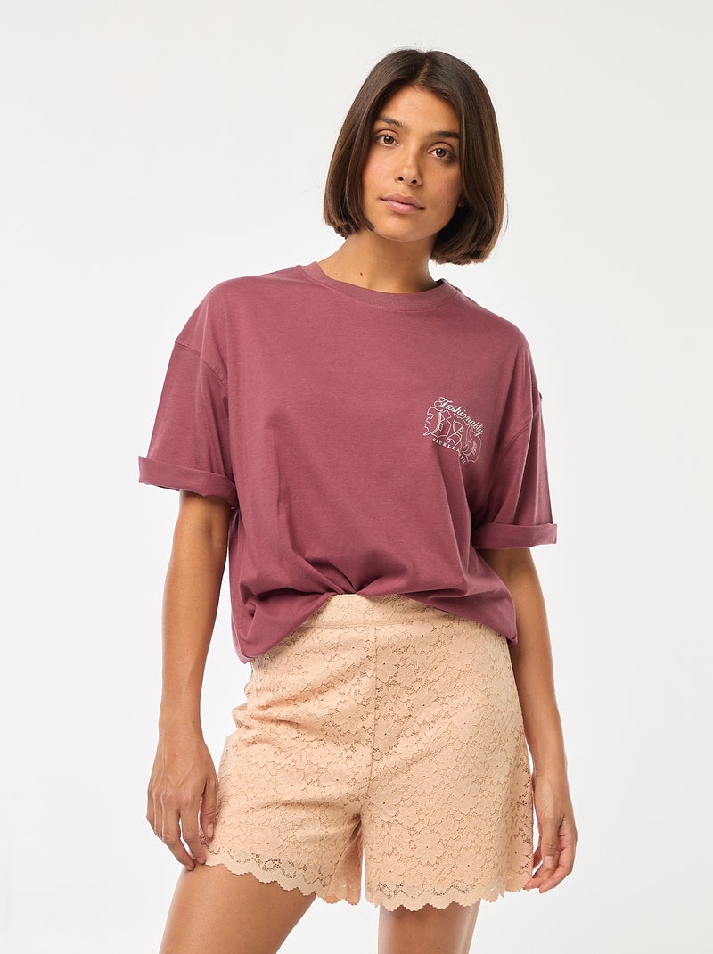 T-shirt de gola redonda 'Vilões' da 'Disney' Rosa - Kiabi