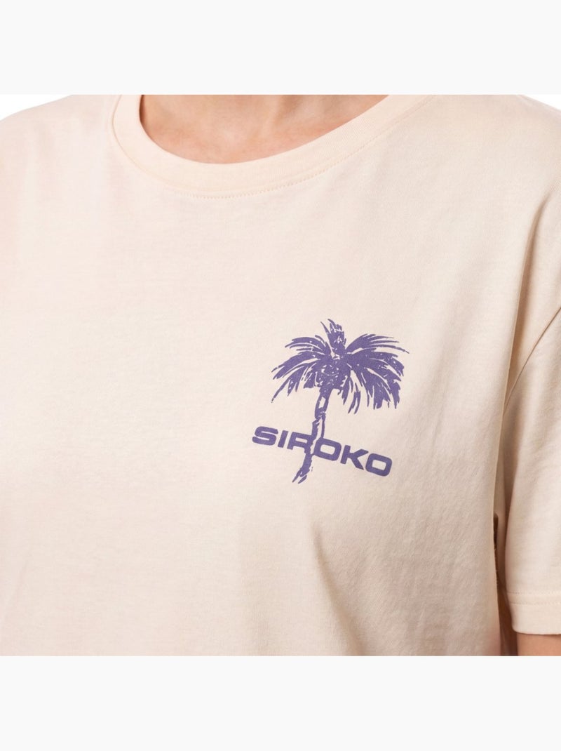 T-shirt de gravel de algodão manga curta mulher Bege - Kiabi