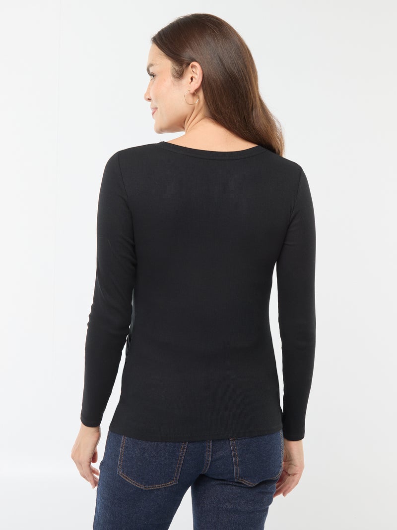 T-shirt de grávida canelada Preto - Kiabi