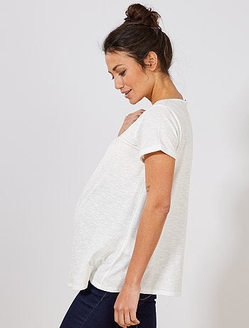 T-shirt de grávida com bordado inglês - Kiabi