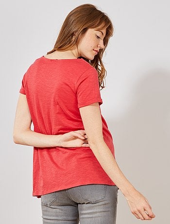 Futura mamã - T-shirt de grávida com bordado inglês - Kiabi