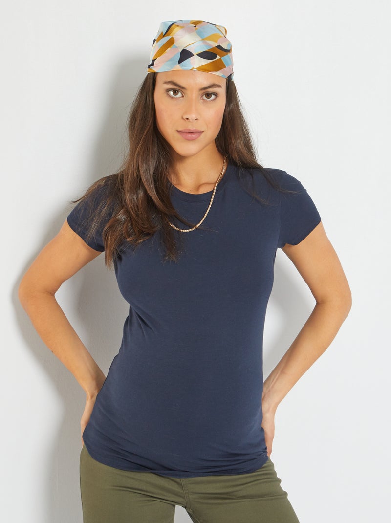 T-shirt de grávida com gola redonda Azul Marinho - Kiabi