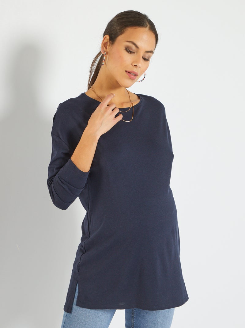 T-shirt de grávida com gola redonda AZUL - Kiabi