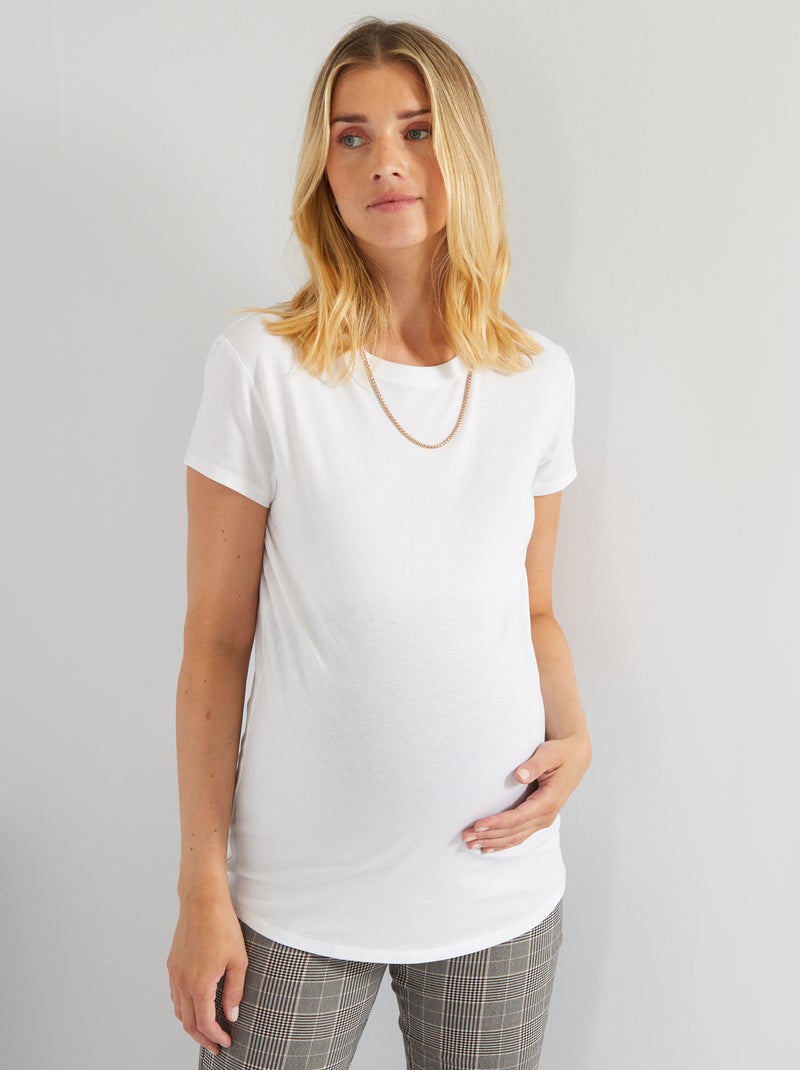 T-shirt de grávida com gola redonda Branco - Kiabi