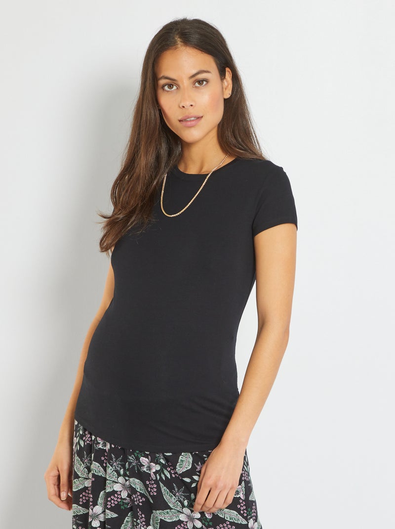 T-shirt de grávida com gola redonda Preto - Kiabi