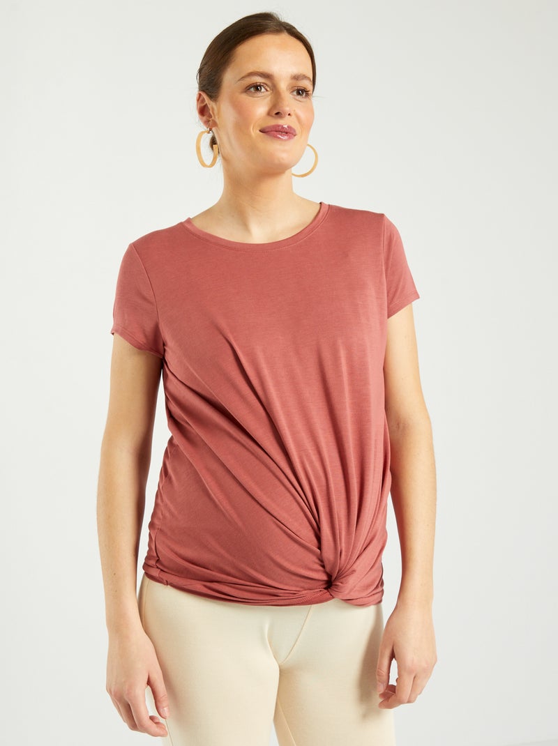 T-shirt de grávida com laço à frente ROXO - Kiabi