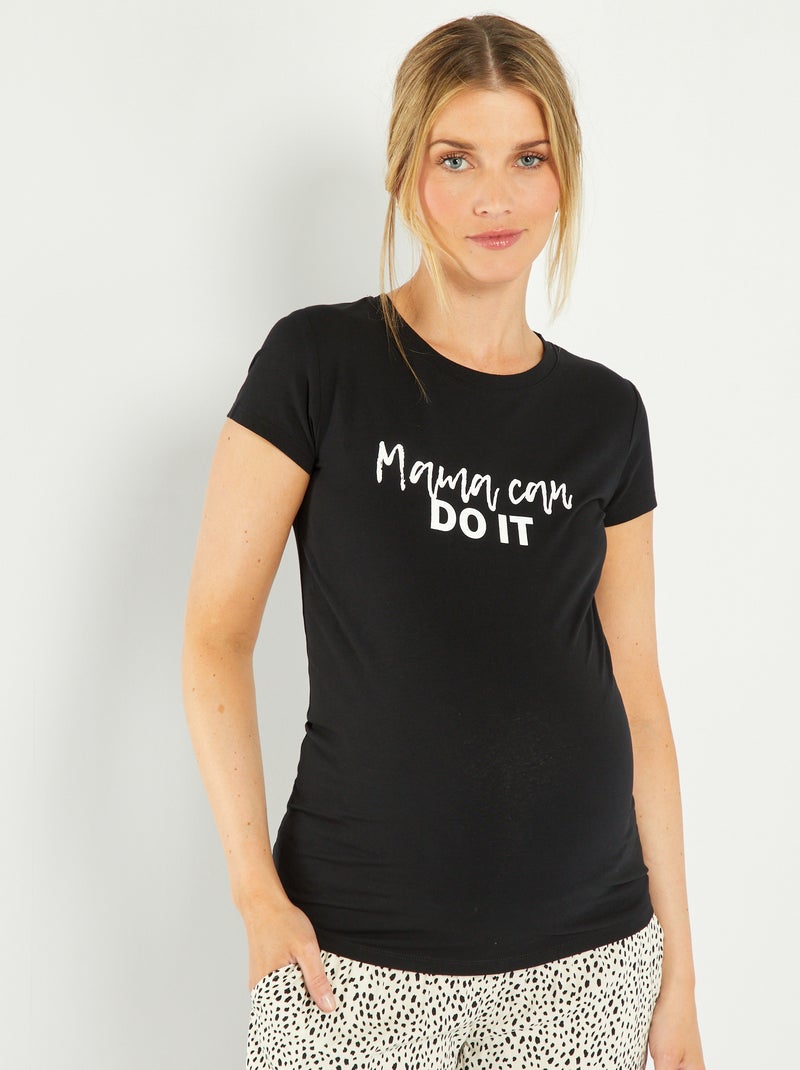 T-shirt de grávida com mensagem PRETO - Kiabi