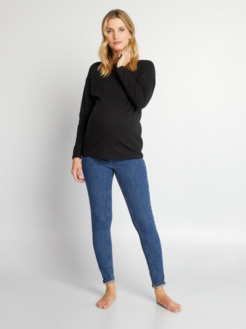 T-shirt de grávida com tecido de camisola Preto - Kiabi