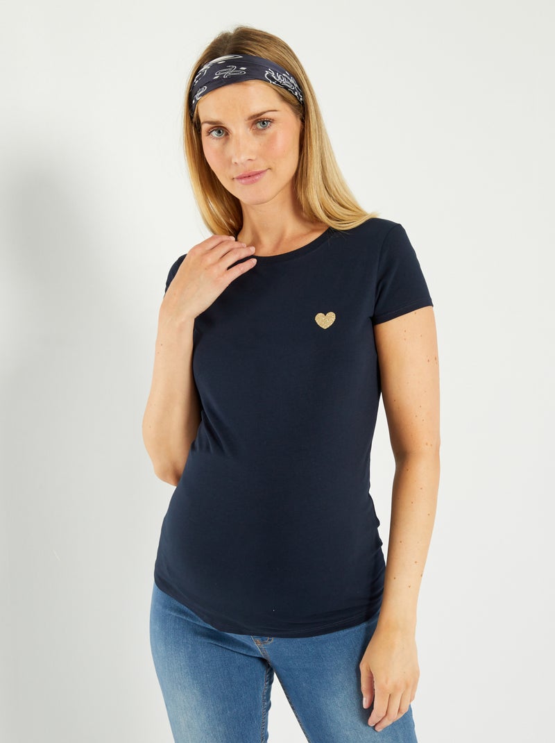 T-shirt de grávida de corte direito AZUL - Kiabi