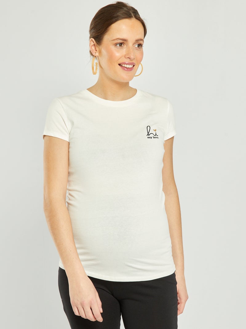 T-shirt de grávida de corte direito BRANCO - Kiabi