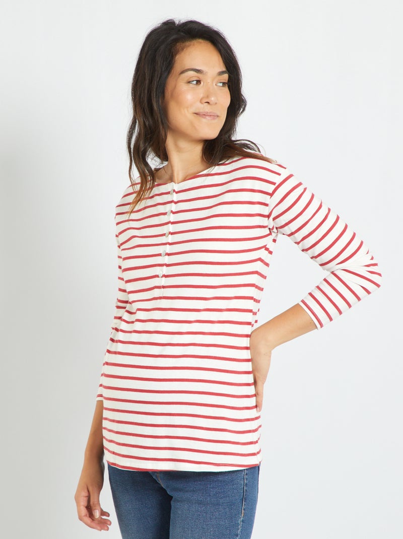 T-shirt de grávida de gola redonda VERMELHO - Kiabi