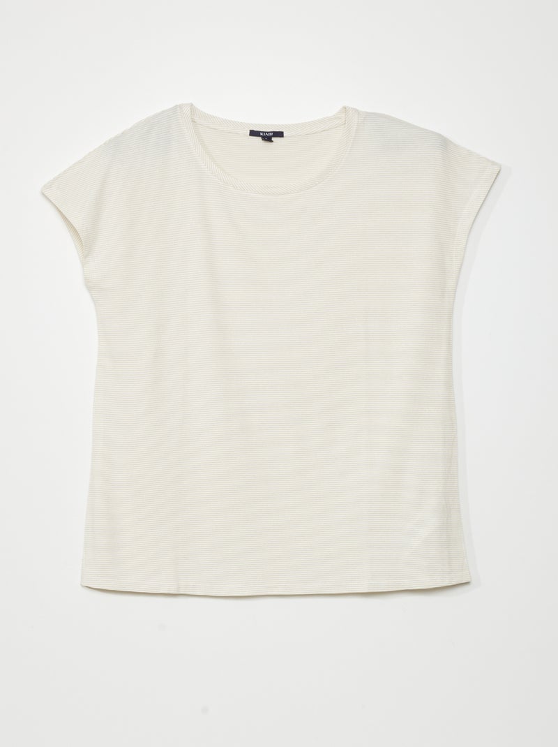 T-shirt de grávida de manga curta com riscas finas Branco - Kiabi