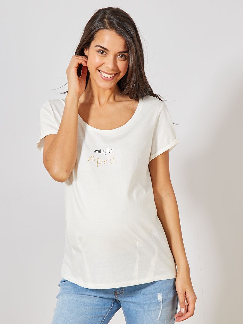 T-shirt de grávida em algodão biológico Branco - Kiabi