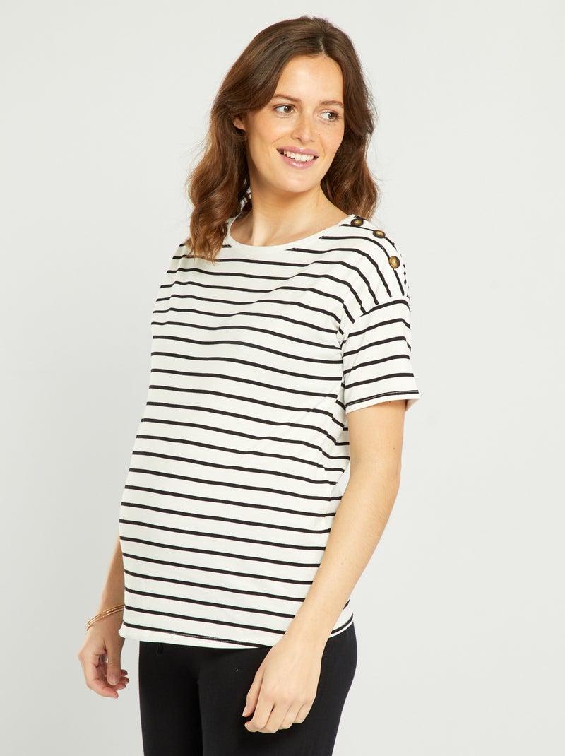 T-shirt de grávida em estilo marinheiro BRANCO - Kiabi