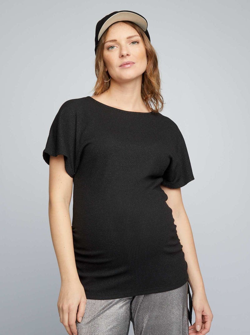T-shirt de grávida em malha matizada PRETO - Kiabi