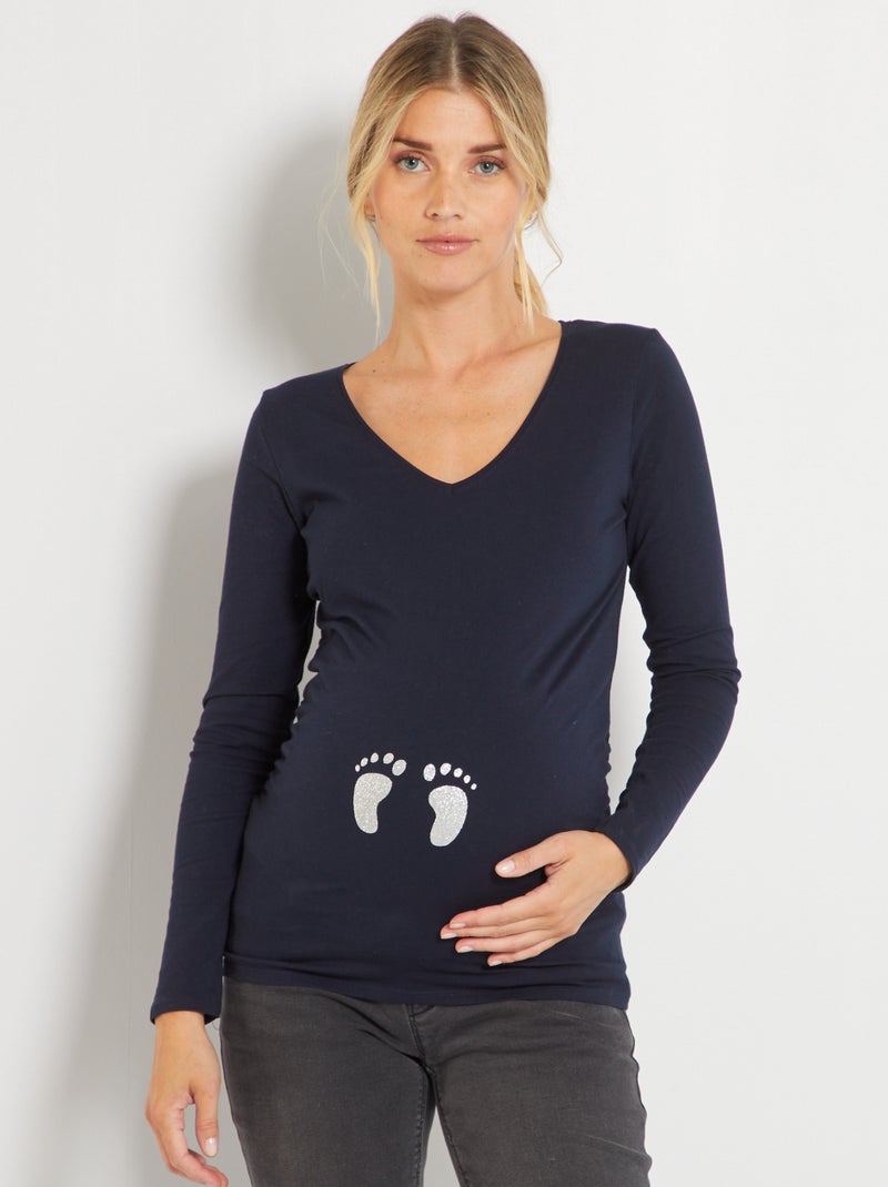 T-shirt de grávida estampada Azul Marinho - Kiabi