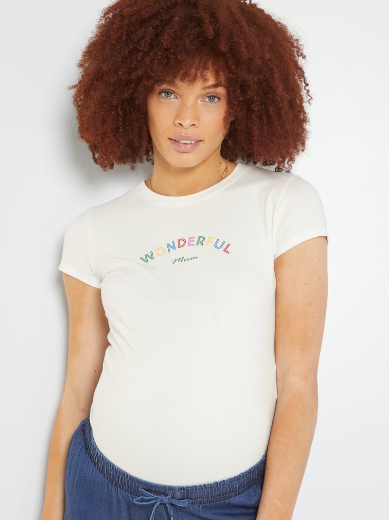 T-shirt de grávida estampada BRANCO - Kiabi