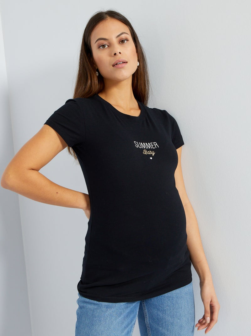T-shirt de grávida 'Summer baby' PRETO - Kiabi